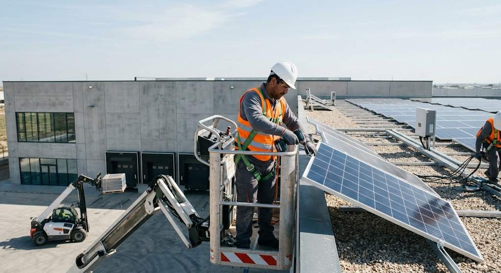 alquiler de maquinaria para instalación de placas solares en Albacete